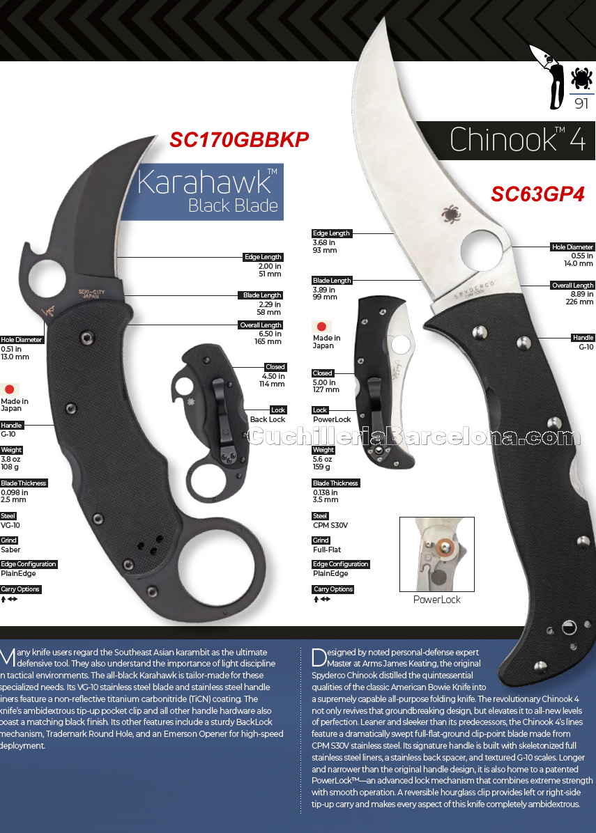 CHINOOK 4  TACTICAL FOLDING KNIVES Spyderco
